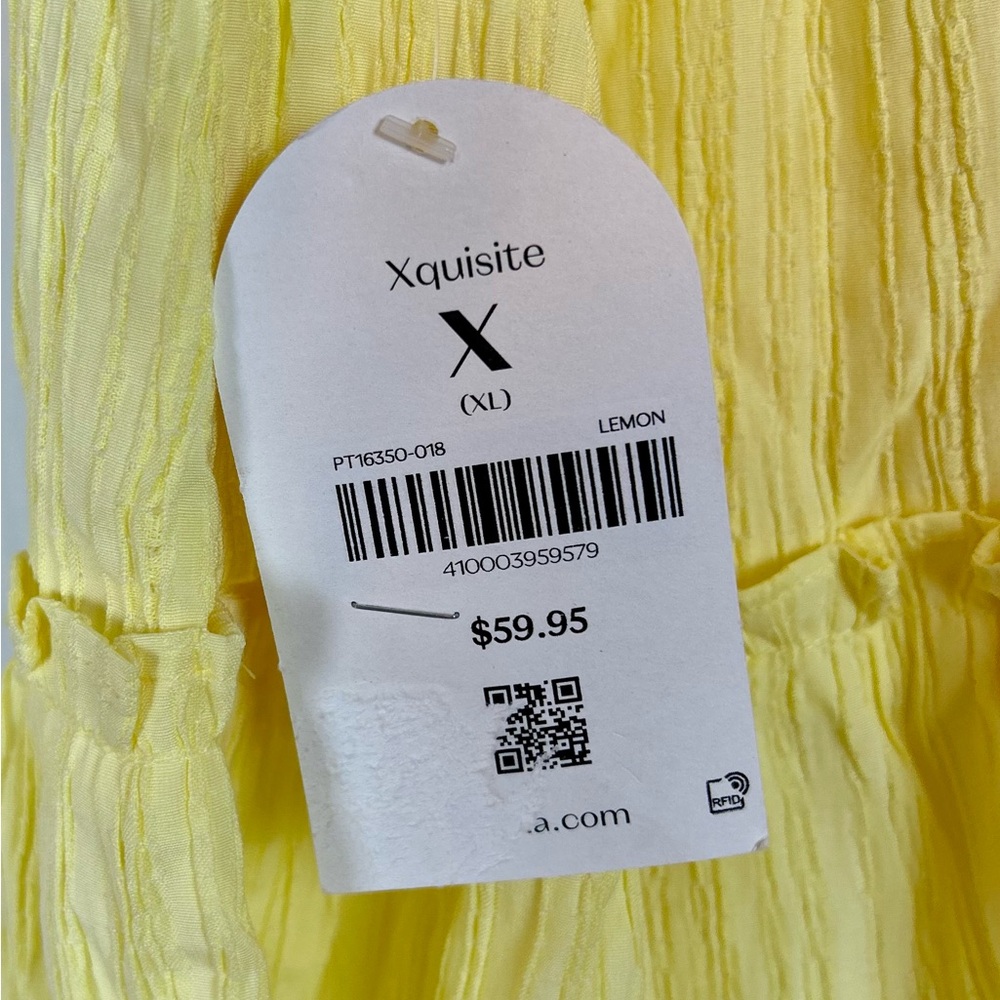 NWT Arula Women’s Lemon Yellow Lantern Sleeve Summer Top / size XL - Picture 8 of 10